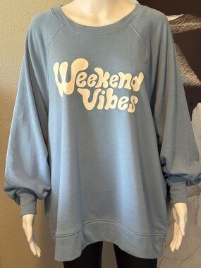 *NEW* LOFT Outlet Light Blue 'Weekend Vibes' Sweatshirt Size XL